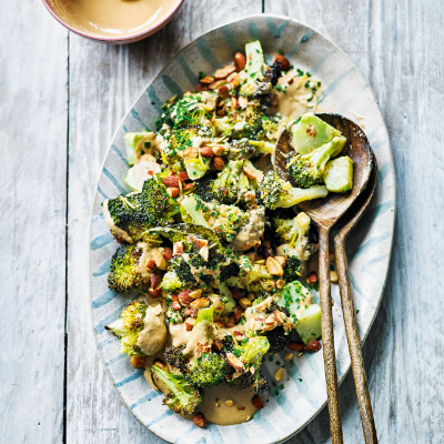 elly-pears-roasted-broccoli-salad-with-miso-dressing-smoked-almonds